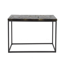 Console industrielle en bois de teck noir et or Olivia