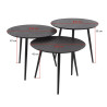 Lot de 3 tables rondes industrielles en métal noir Katleen