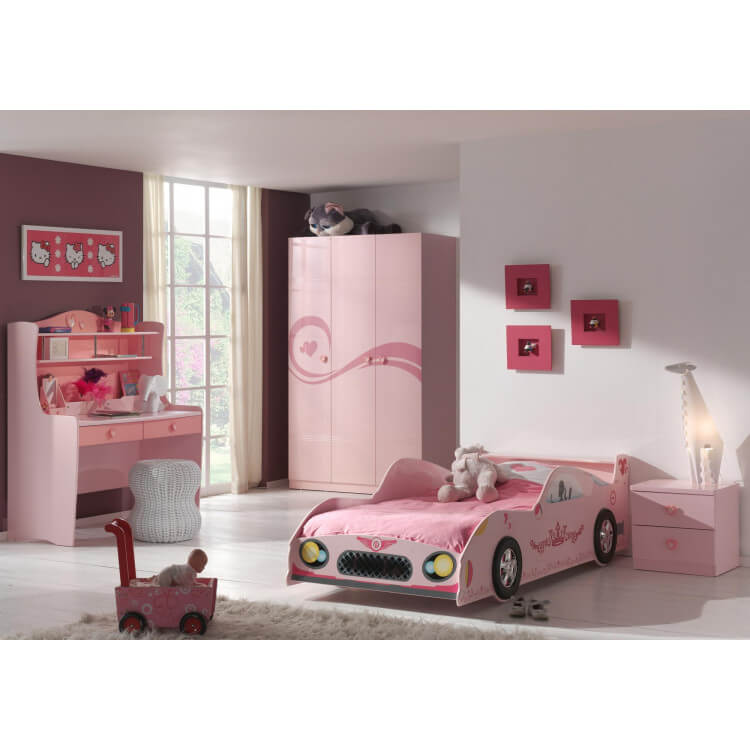 Chambre enfant complète coloris rose Lorie