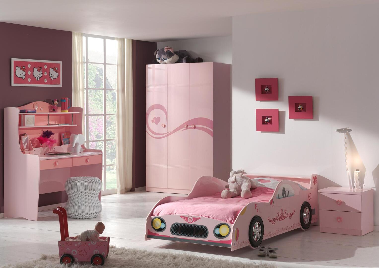 Chambre enfant complète coloris rose Lorie