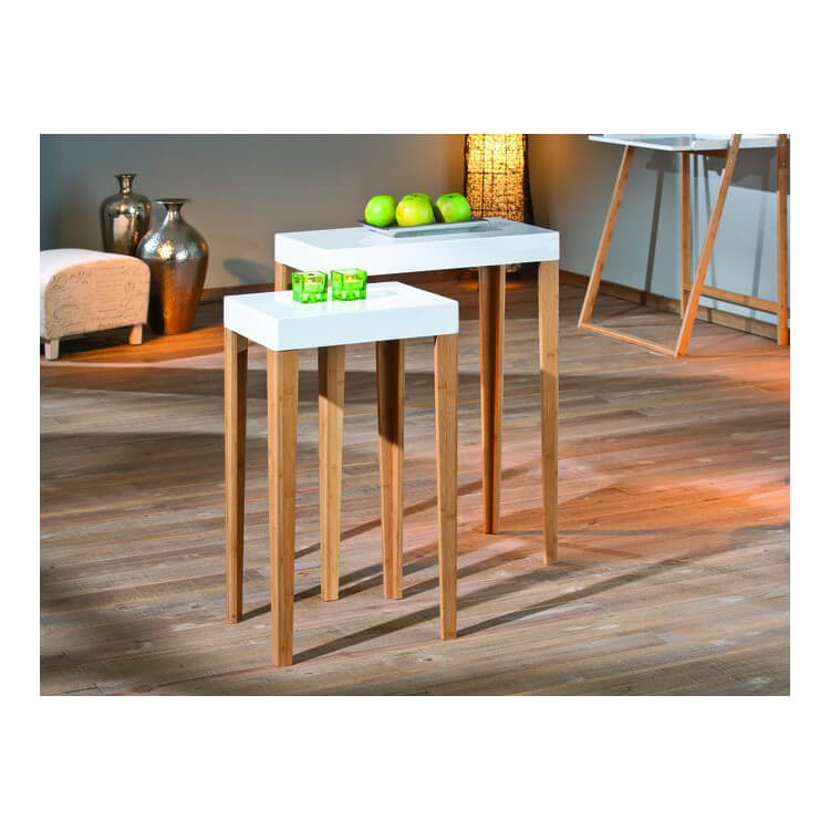 Tables gigognes carrées coloris blanc brillant Philea