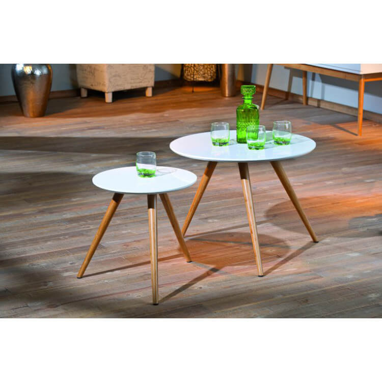 Tables gigognes rondes coloris blanc brillant Philea