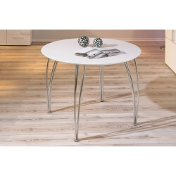 Table de cuisine moderne ronde blanche Fellini