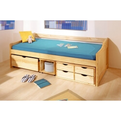 Lit banquette contemporain en pin massif naturel Alonzo