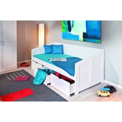 Lit banquette contemporain en pin massif blanc Alonzo II