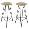Lot de 2 tabourets industriels en acacia massif naturel Zivago