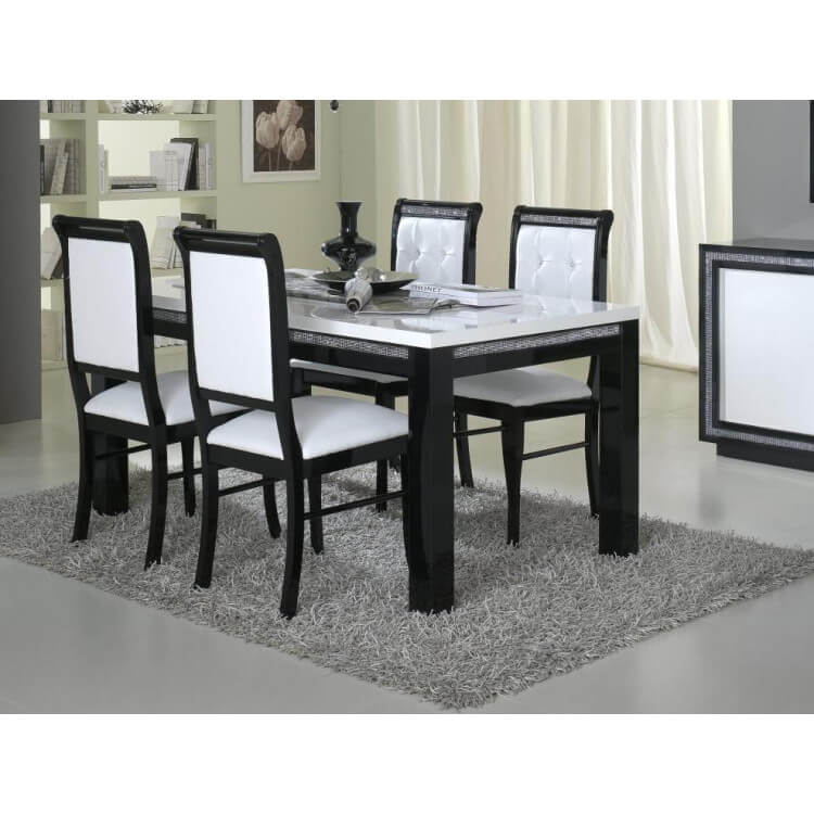 Chaise De Salle A Manger Design Noire Et Blanche Lot De 2 Doria