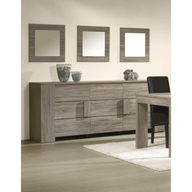 Buffet/bahut contemporain 3 portes coloris Truffe Simon