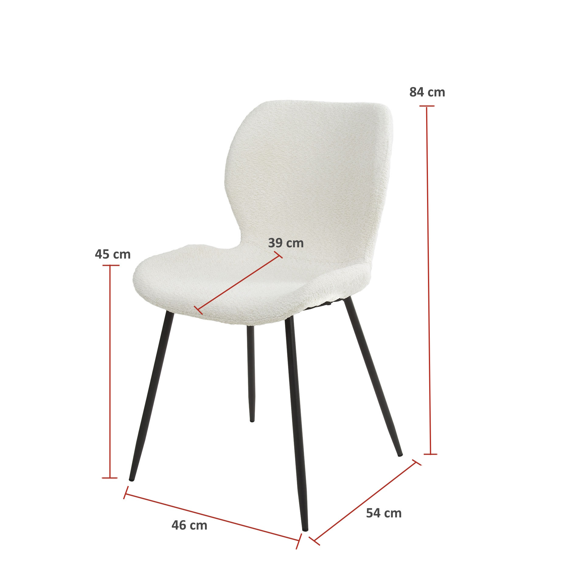 Lot de 4 chaises de salle à manger moderne en tissu bouclé Selma