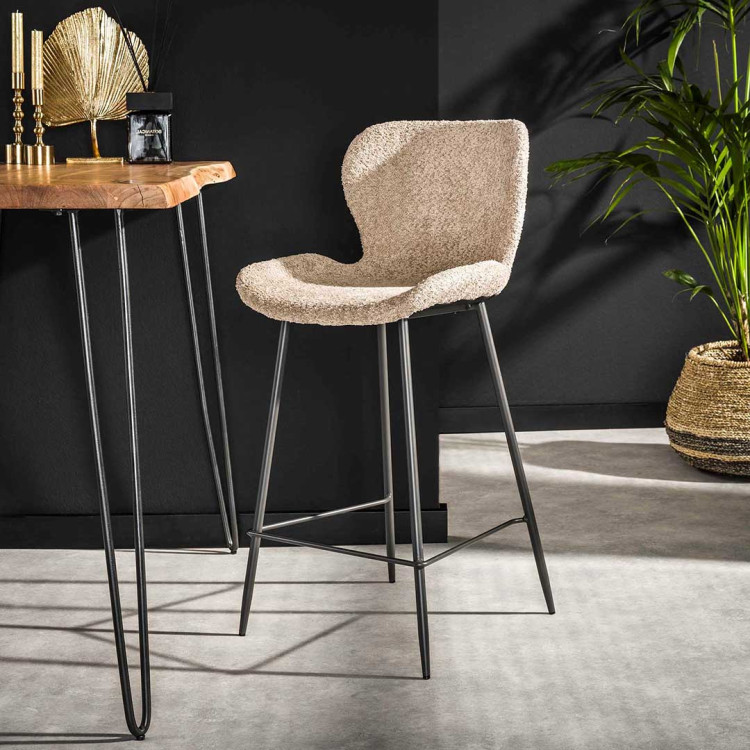 Lot de 4 tabourets moderne en tissu bouclé Selma