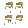 Lot de 4 chaises de salle à manger moderne en velours Isalia