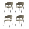 Lot de 4 chaises de salle à manger moderne en velours Isalia