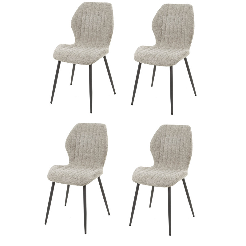 Lot de 4 chaises modernes de salle à manger en tissu bouclé Elodie