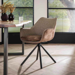 Fauteuil moderne pivotant en tissu et velous Olivier