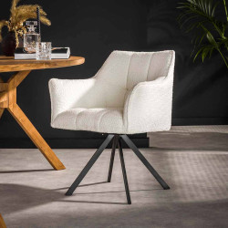 Lot de 2 fauteuils pivotants modernes en tissu bouclé Marcus