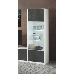 Vitrine contemporaine blanc/gris oxyde Haroma