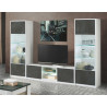 Meuble TV contemporain 157 cm blanc/gris oxyde Haroma