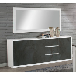 Buffet/bahut contemporain 208 cm blanc/gris oxyde Haroma