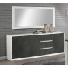 Buffet/bahut contemporain 208 cm blanc/gris oxyde Haroma