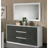 Buffet/bahut contemporain 157 cm blanc/gris oxyde Haroma