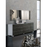 Buffet/bahut moderne 212 cm blanc/gris oxyde mat Yolanda