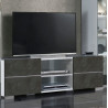 Meuble TV moderne 160 cm blanc/gris oxyde mat Yolanda