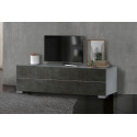 Meuble TV moderne 212 cm blanc/gris oxyde mat Yolanda