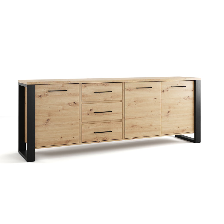 Buffet/bahut contemporain 220 cm chêne/anthracite Kristen