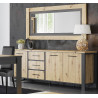 Buffet/bahut contemporain 220 cm chêne/anthracite Kristen