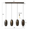 Suspension industrielle 4 lampes en métal bronze antique Celeste