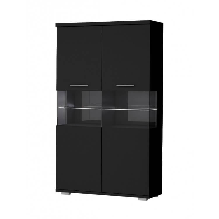 Vitrine design laquée noire avec éclairage Diamant