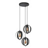 Suspension industrielle étagèe 3 lampes en métal gris charbon Elsa