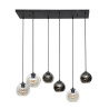 Suspension moderne en verre fumé bicolore 6 lampes Mirella
