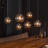Suspension moderne en verre fumé bicolore 6 lampes Mirella