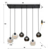 Suspension moderne en verre fumé bicolore 6 lampes Mirella