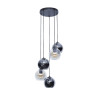 Suspension moderne étagèe en verre fumé bicolore 5 lampes Mirella