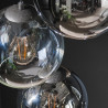 Suspension moderne étagèe en verre fumé bicolore 5 lampes Mirella