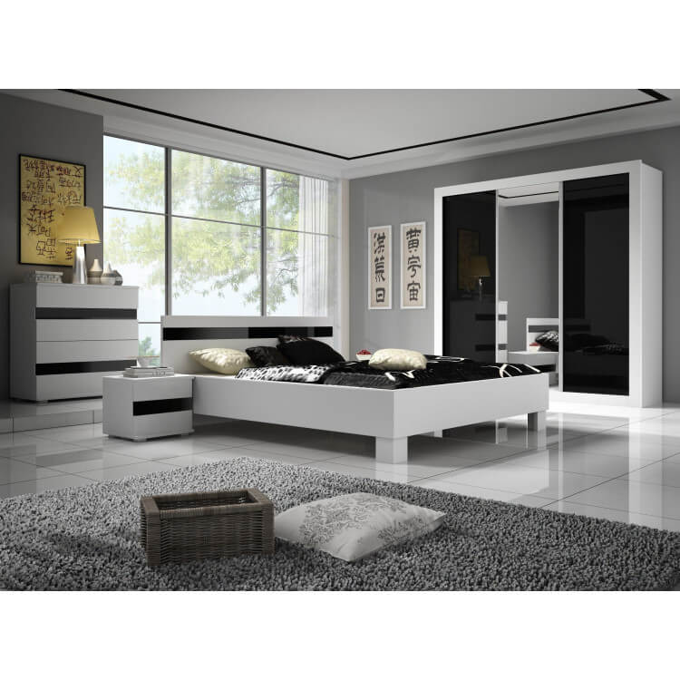 Chambre adulte design noire et blanche Thalis