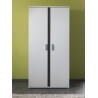 Armoire 2 portes contemporaine blanche et grise Joss