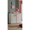 Commode contemporaine 2 portes blanche et rose Eglantine