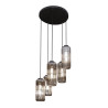 Suspension moderne 5 lampes en verre fumé Noemia