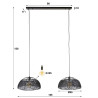 Suspension industrielle 2 lampes en métal noir Corina