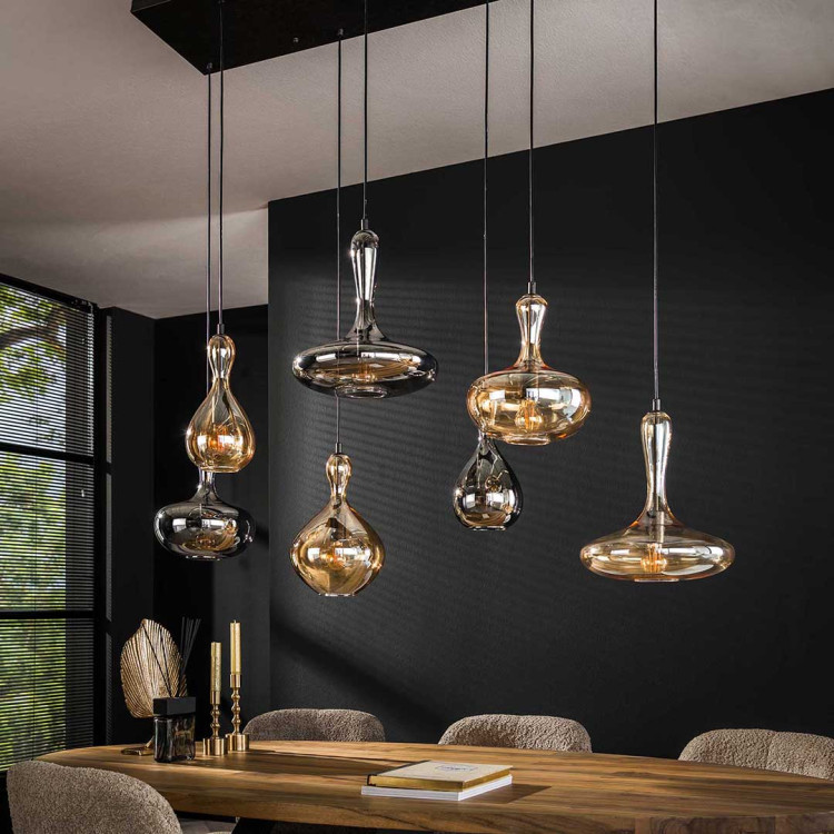 Suspension moderne 7 lampes en verre Idealia