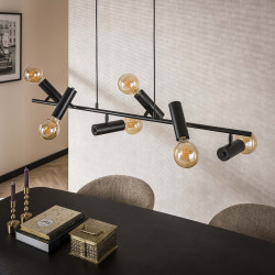 Suspension industrielle en métal anthracite 6 lampes Magic