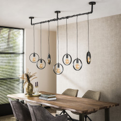 Suspension industrielle en métal anthracite 7 lampes Eline