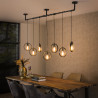 Suspension industrielle en métal anthracite 7 lampes Eline