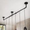 Suspension industrielle en métal anthracite 7 lampes Eline