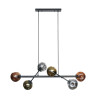 Suspension moderne 6 lampes en verre tricoloris Linette