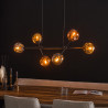 Suspension moderne 6 lampes en verre tricoloris Linette