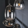 Suspension étagée vintage 5 lampes en verre fumé Madine
